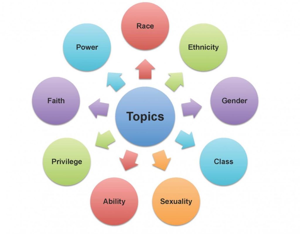 Diagram showing Topics Covered in the Diversity Dialogues in Medicine (DDIM) program.