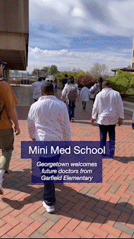 Young people from a DC primary school came to campus for a daylong experience with School of Medicine students in the Community Based Learning program