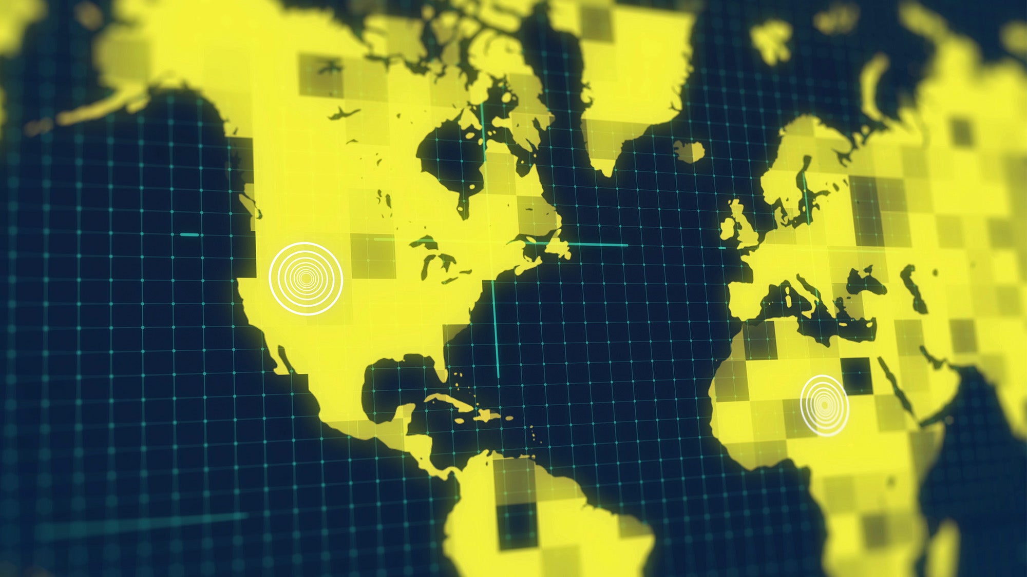 An illustration representing a map of the world with data points on it